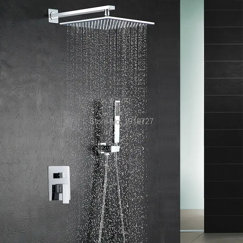 

10 Inch Shower Head Luxury Wall Mounted Square Style Brass Waterfall Shower Set Factory Direct New Rainfall Bathroom Shower Kit