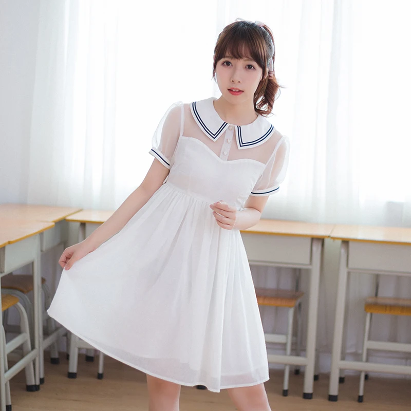 

2019 Summer New Japanese Academy Style Chiffon Mori Girl Dress Stylish Sweet Lolita Style Fairy Dress