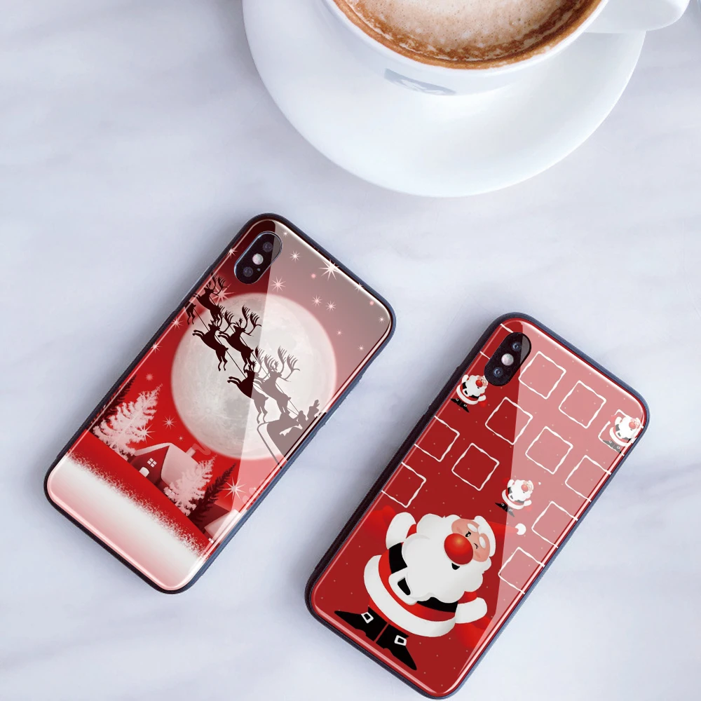Заказной чехол из закаленного стекла для телефона iPhone XS 11 Pro MAX XR Рождество DIY чехол для iPhone 7 для телефона 8X6 s Plus зимний чехол