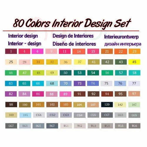 80 interior design Touchfive, 30406080 цветов, двойная головка, художественные маркеры, ручка, маслянистая, алкогольная, эскиз, маркер, ручка, товары для рукоделия, для анимационного манга, рисование - Цвет: 80 interior design