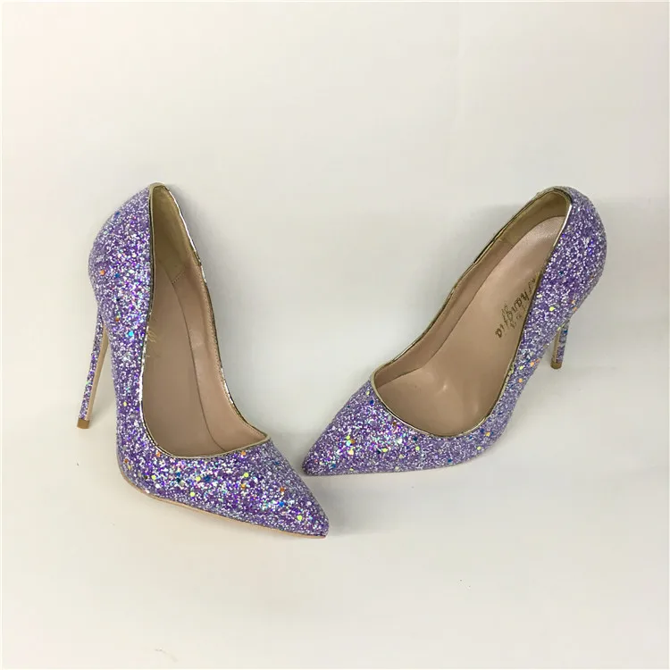 Buono Scarpe/женские блестящие туфли-лодочки на высоком каблуке; светящиеся светоотражающие туфли на высоком каблуке с острым носком; брендовые туфли на высоком каблуке 12 см;