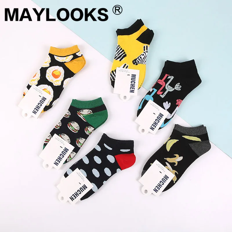 Maylooks корейский сезон весна лето новая волна женские короткие носки мультфильм животных Хлопок Леди