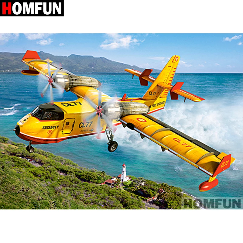 

HOMFUN Full Square/Round Drill 5D DIY Diamond Painting "Aircraft scenery" Embroidery Cross Stitch 5D Home Decor Gift A07057