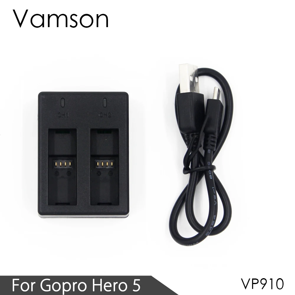 

Vamson for Gopro Accessories Fully Decoded 2 Channel Charger for Gopro Hero 8 Black 7 6 5 Battery Pack Action Camera VP910