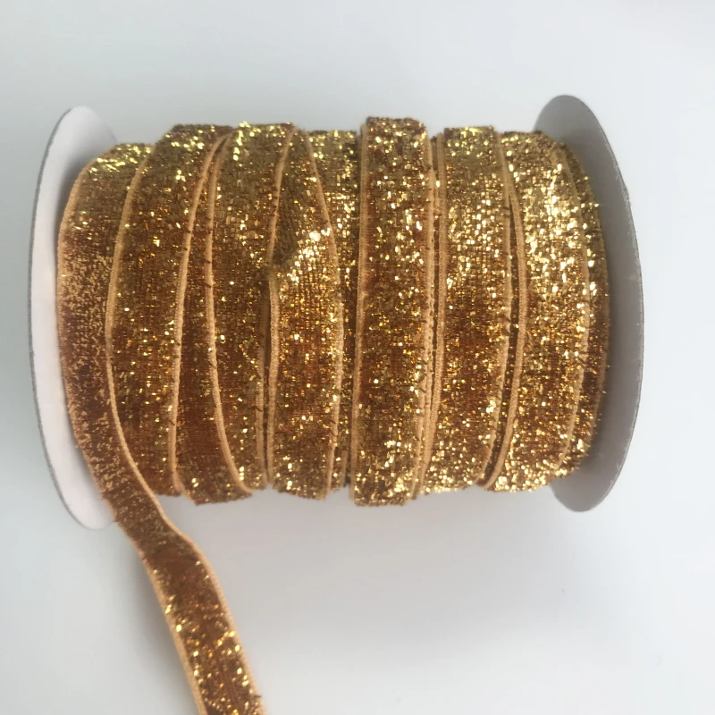 

10mm 13yrds Gold Metallic Glitter Ribbons For DIY Crafts Sewing Fabric Christmas Party Wedding Supplies Gift Wrap