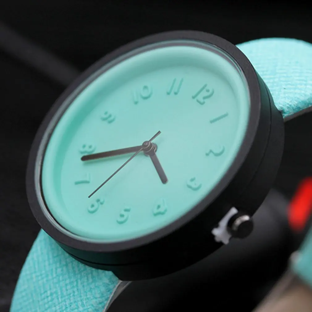 Женские наручные часы унисекс ярких цветов с простым номером японские модные