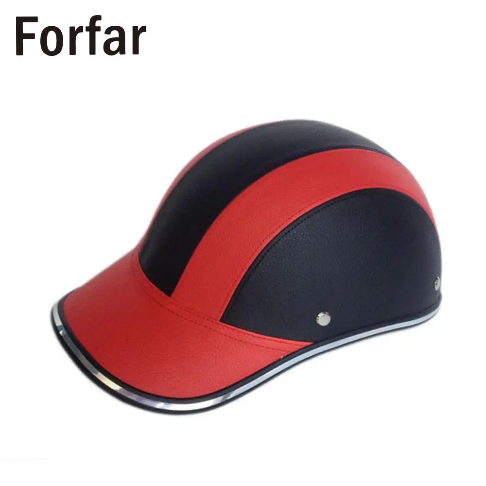 black and red ABS+ PU шлем бейсболка для улицы Велоспорт Половина открытый лицо Универсальный защитный - Цвет: black and red