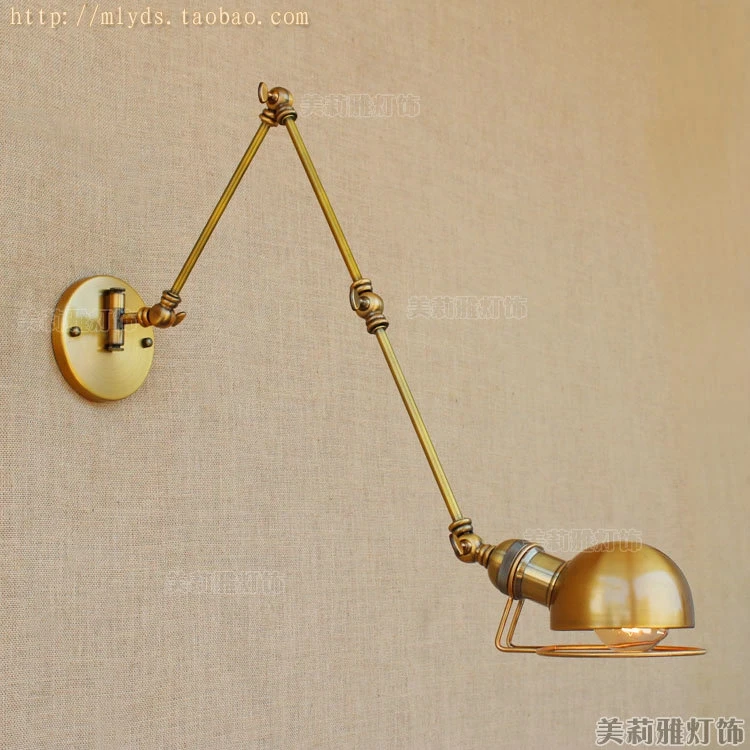 Beste Moderne Vintage Loft Verstelbare Industriële Metalen Wandlamp Retro Swing Arm Messing Wandlamp Land Stijl Blaker Lamp Armaturen