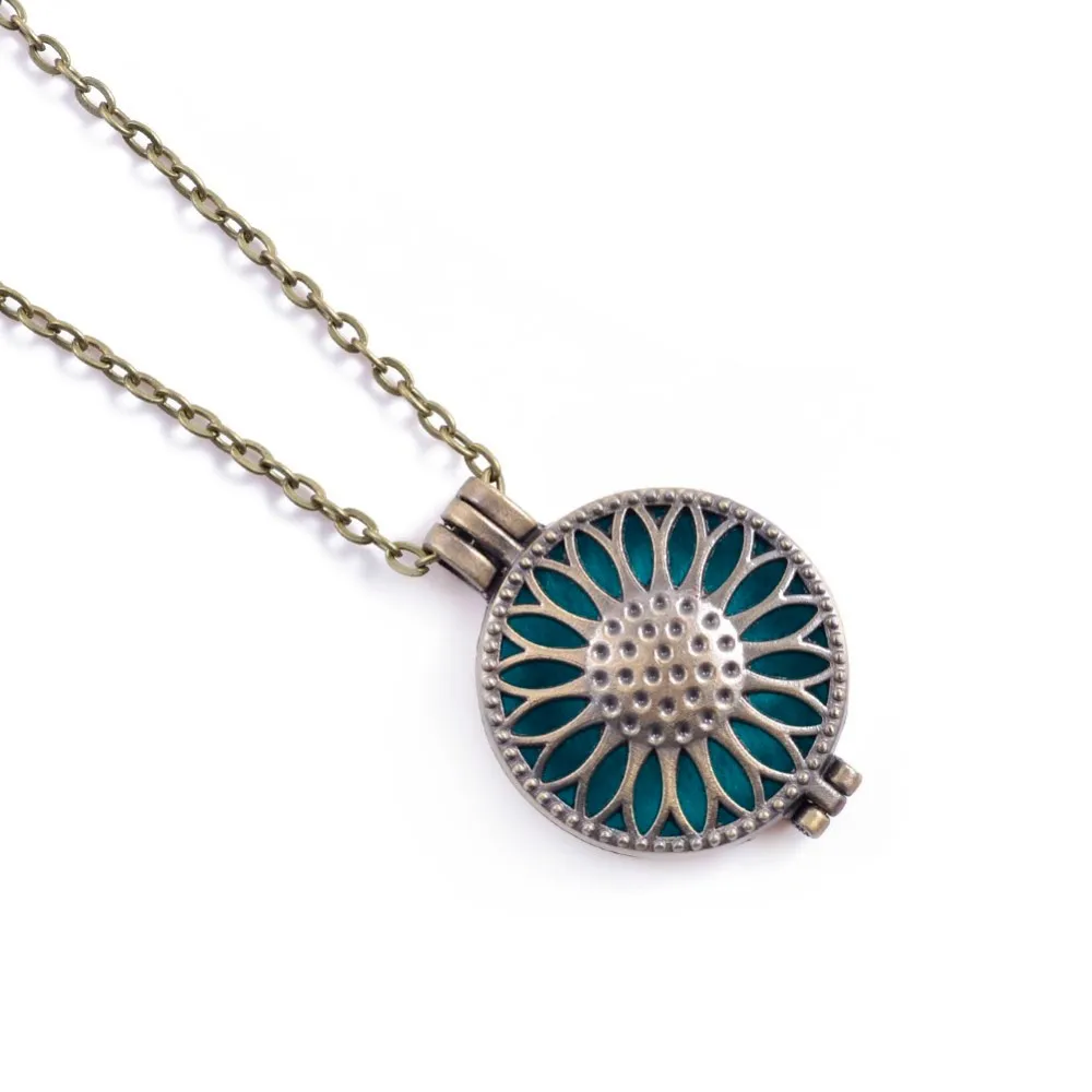 Медальон Подсолнух может открыть прокол Филигрань античная бронза эфирное масло