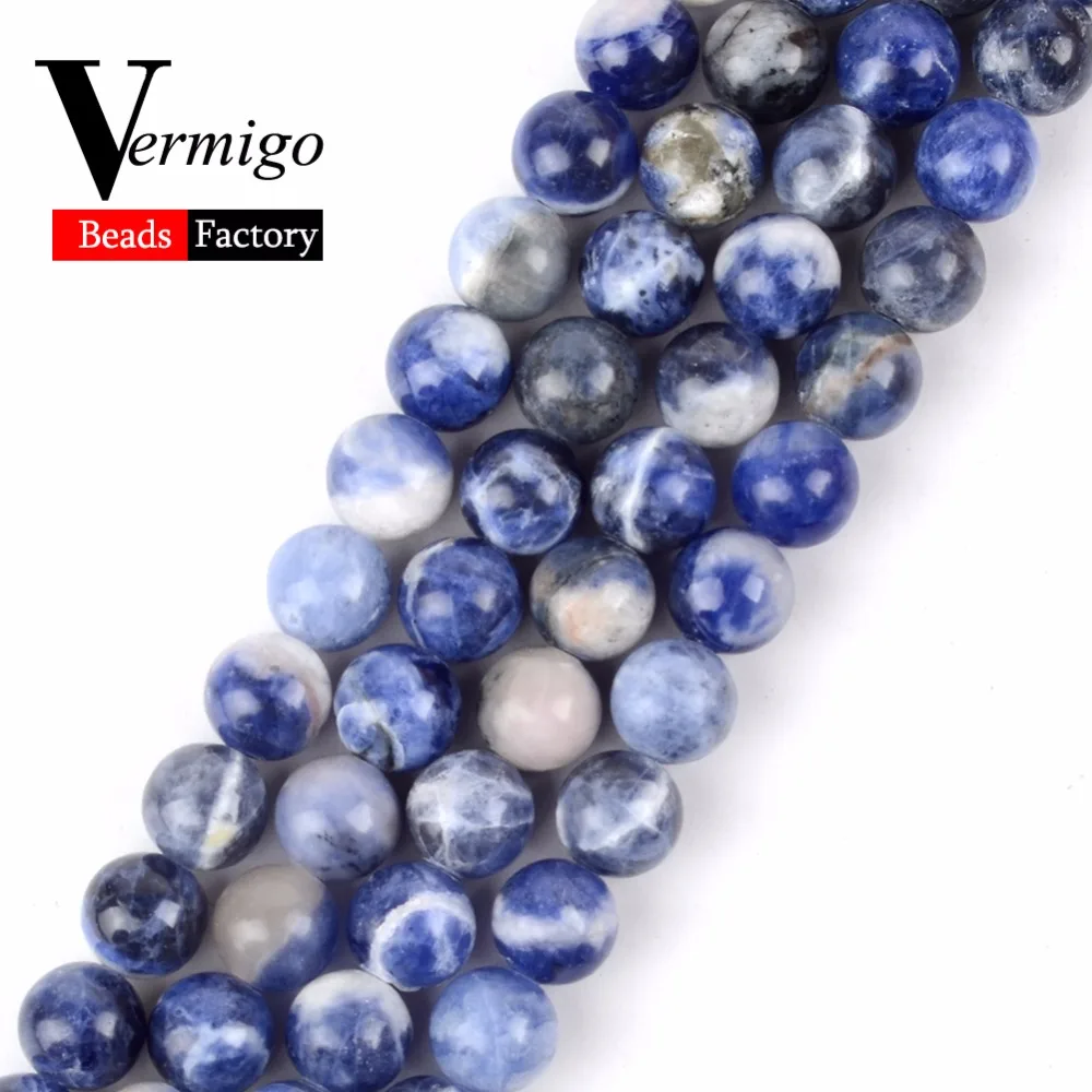 Wholesale Blue Sodalite Beads Natural Gems Stone Round Loose Beads For Jewelry Making 4mm-12mm Pick Size Diy Bracelet