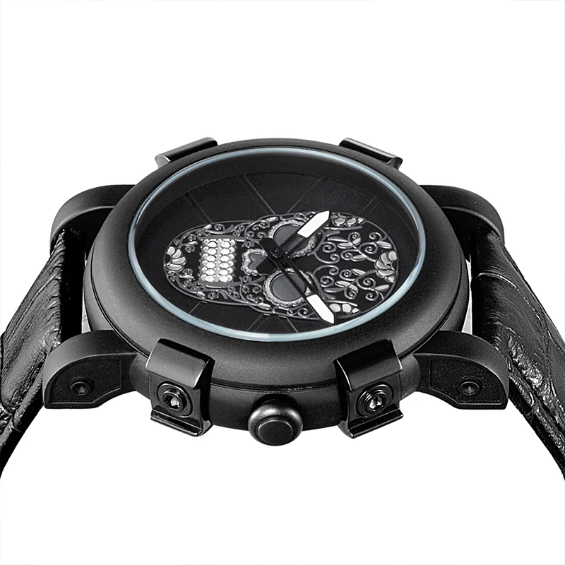 Часы SKONE мужские с 3d-изображением черепа люксовые брендовые кварцевые спортивные