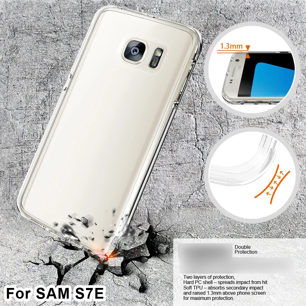 Tollcuudda для Samsung Galaxy S7 Edge случае ТПУ &amp PC Простой Прозрачный чехол edgephone Чехол и