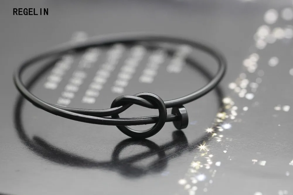 REGELIN новые браслеты Masculina Pulseira Feminina модные 3 цвета скрученный узел ногтей браслет стек манжеты ювелирные изделия для женщин - Окраска металла: black