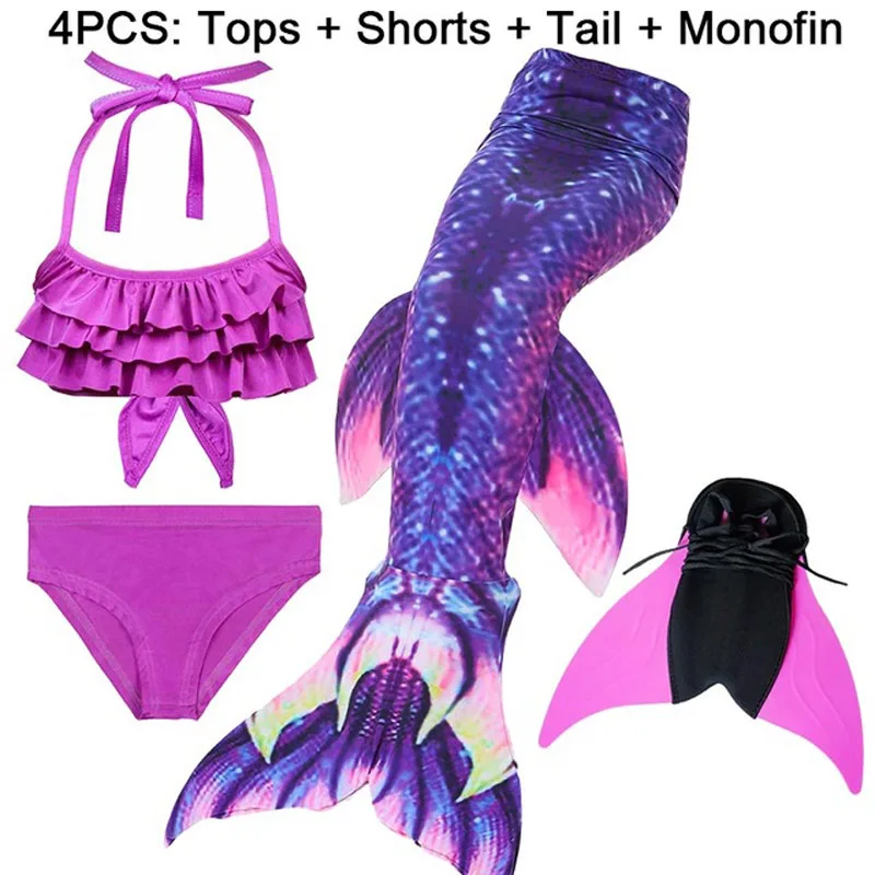 Моноласты русалки для девочек хвосты купания плавник карнавальный костюм детей