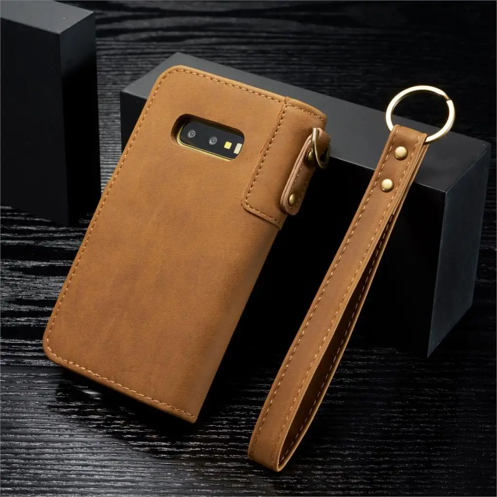 Haissky ретро кожаный чехол флип для samsung S10 плюс S10e S6 S7 край S8 S9 плюс Note 8 примечание 9 магнит кошелек чехол с ремешком