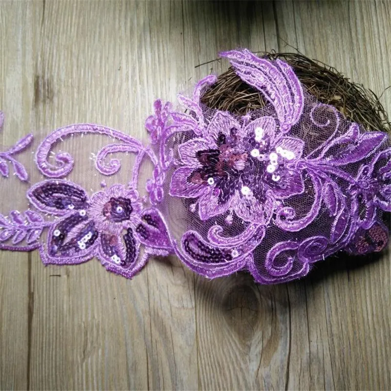 Изящное свадебное платье фиолетового цвета 9 ярдов Кружевная аппликация вышивка