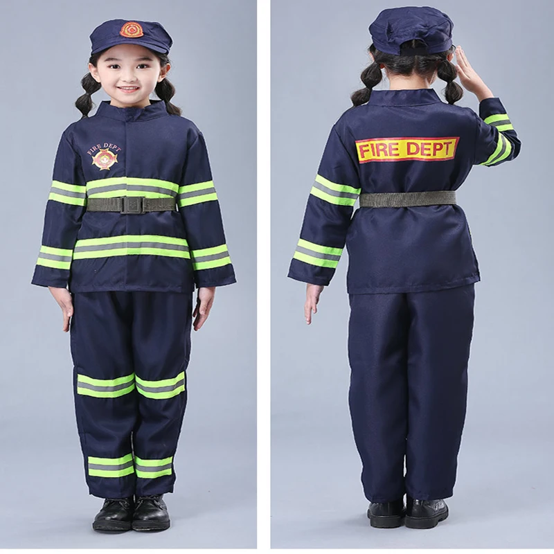 

Kids Fireman Sam Costume Child Birthday Party Clothing Suit Halloween Cosplay Uniform For Girls Boy