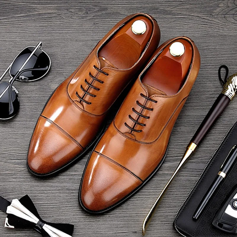 Мужские туфли оксфорды из натуральной кожи на плоской подошве|flats brand|flats designerflats