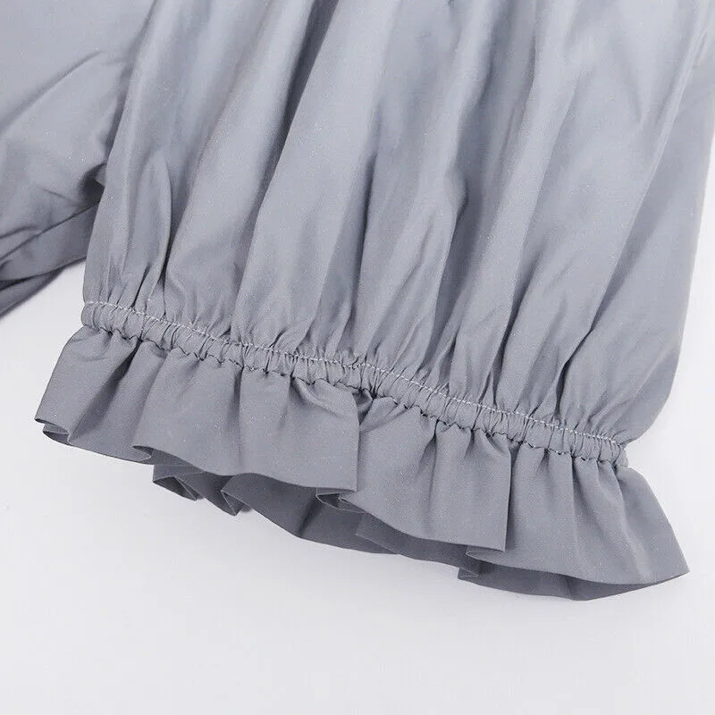 Модные женские Светоотражающие футболки летняя футболка с круглым вырезом и