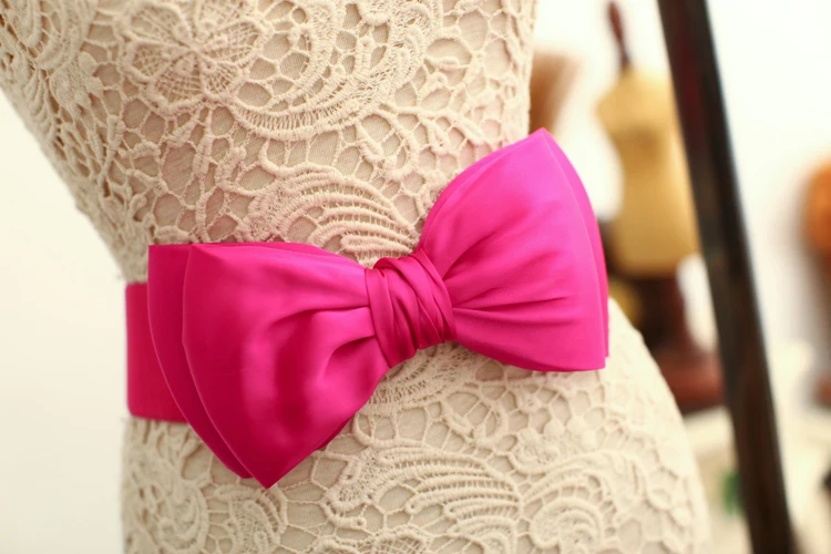 Новое поступление 2017 Модный женский эластичный пояс с бантом широкий