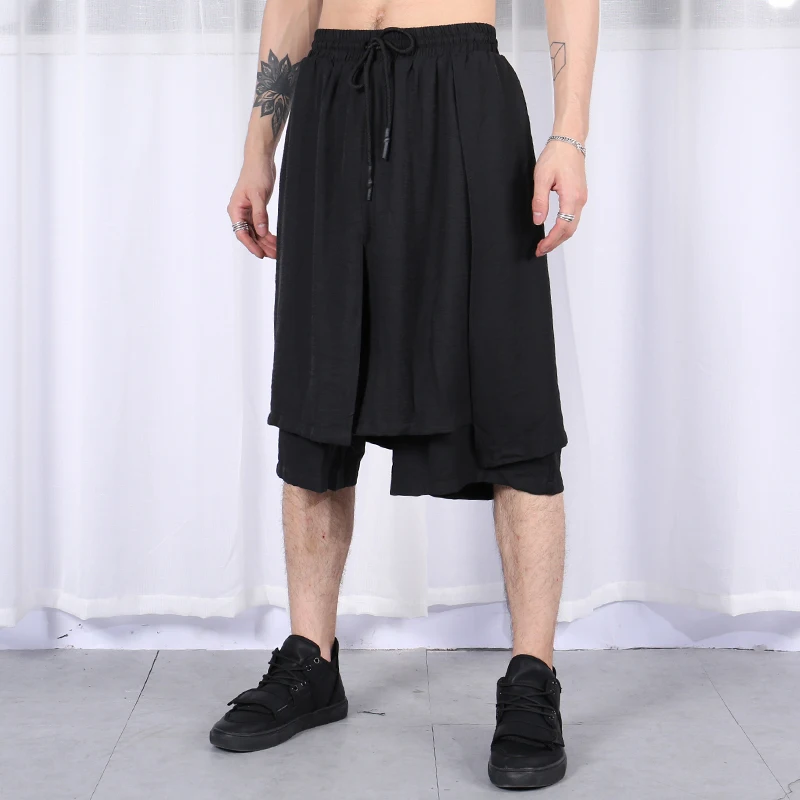 2019 New Summer street hip hop men Haren trousers original thin hair stylist loose straight tube five pants two fake |