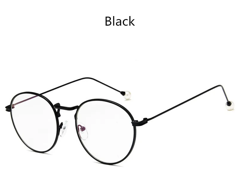 C3 Black Бросился Gafas Ретро круглые металлические оправы для очков оптические перламутровые затычки очки близорукость элегантный темперамент компьютер 6809 - Цвет оправы: C3 Black