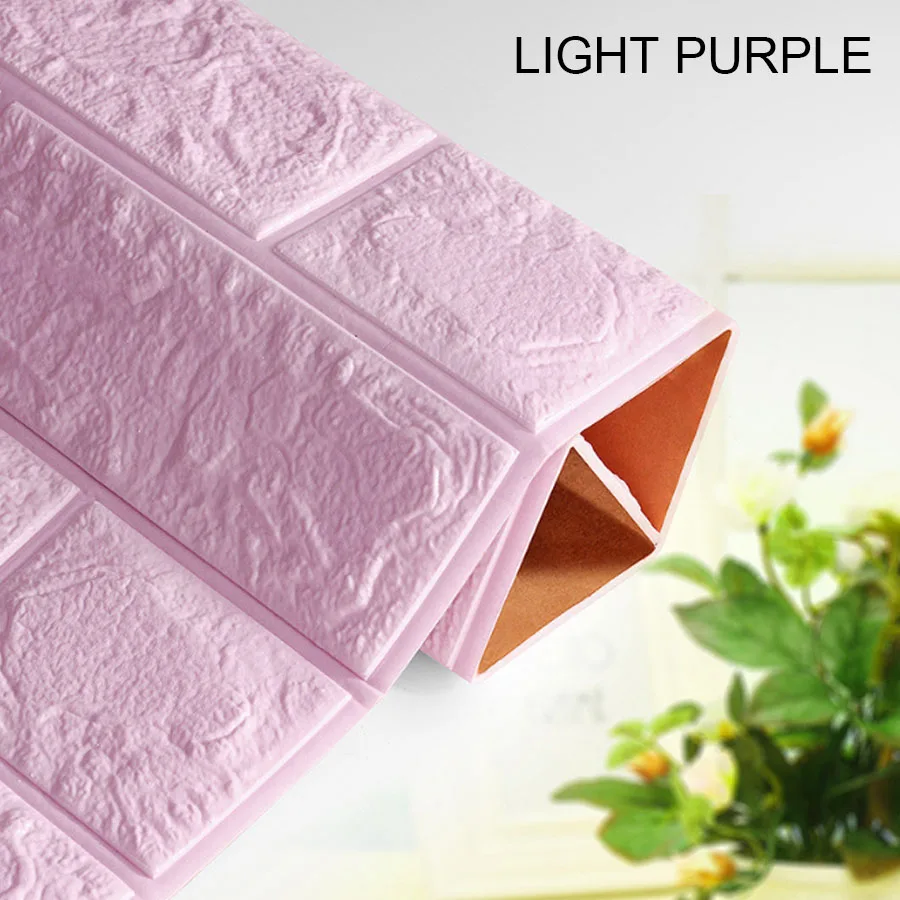 Light purple Пенополиэтиленовые DIY самоклеющиеся 3D настенные наклейки, кирпичные водонепроницаемые обои, домашний декор для детской спальни, наклейки для гостиной - Цвет: Light purple