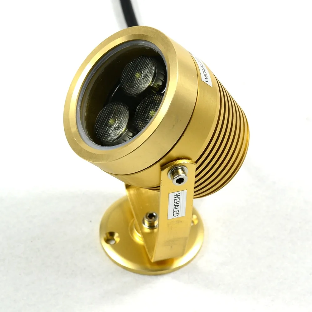 WERALED 3W подводный свет IP68 Золотой внешний водонепроницаемый прожектор AC85 265V белый