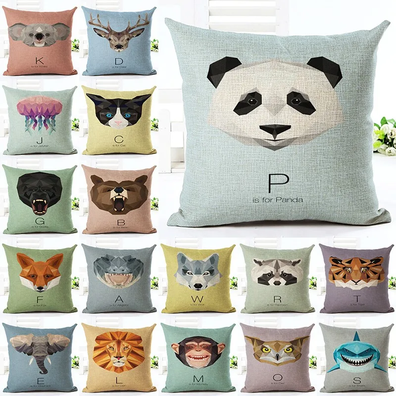 

Cartoon Colorful Animal Printed Cushion Cover Decorative Sofa Throw Pillow Car Chair Home Decor Pillow Case almofadas Cojines