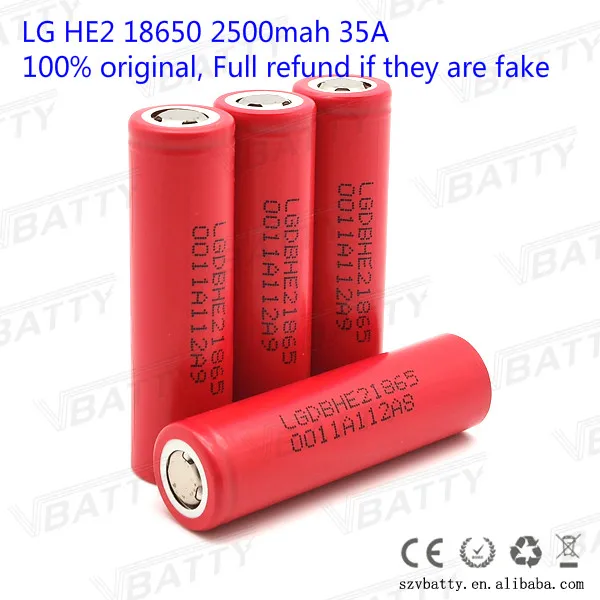 Аккумулятор для электронной сигареты LG 18650 he2 2500 мАч до 35 А разрядка (1 шт./лот)|lg
