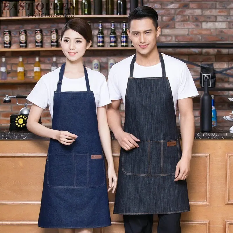 

Pinafore women men apron denim cooking apron barbecue cooking kitchen apron KK2369