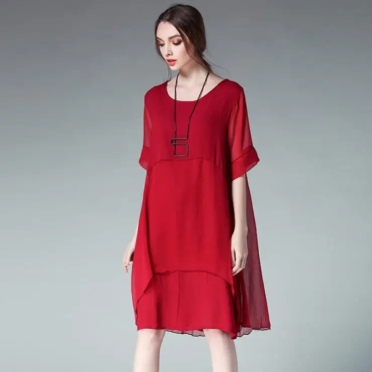 Женское свободное шифоновое платье boho офисное большого размера 4XL весна