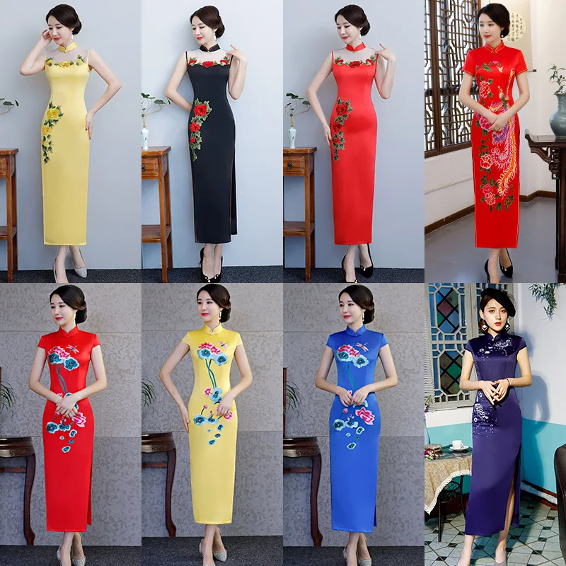 Узкое платье Ципао Китайский классический женский сексуальный тонкий Qipao
