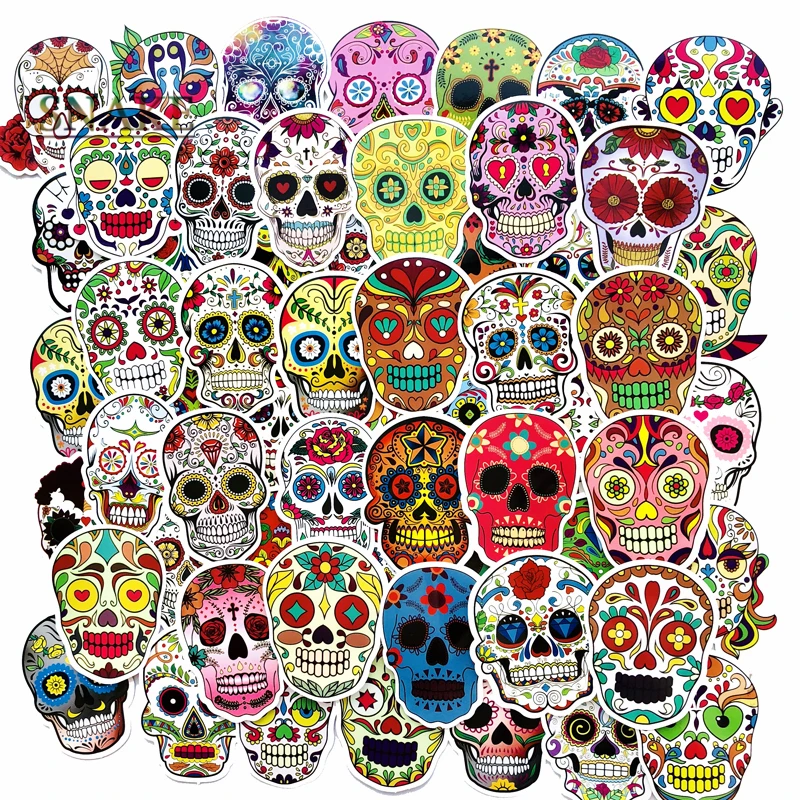 60 шт. панк наклейка с изображением скелета граффити Череп Рок мотоцикл наклейки