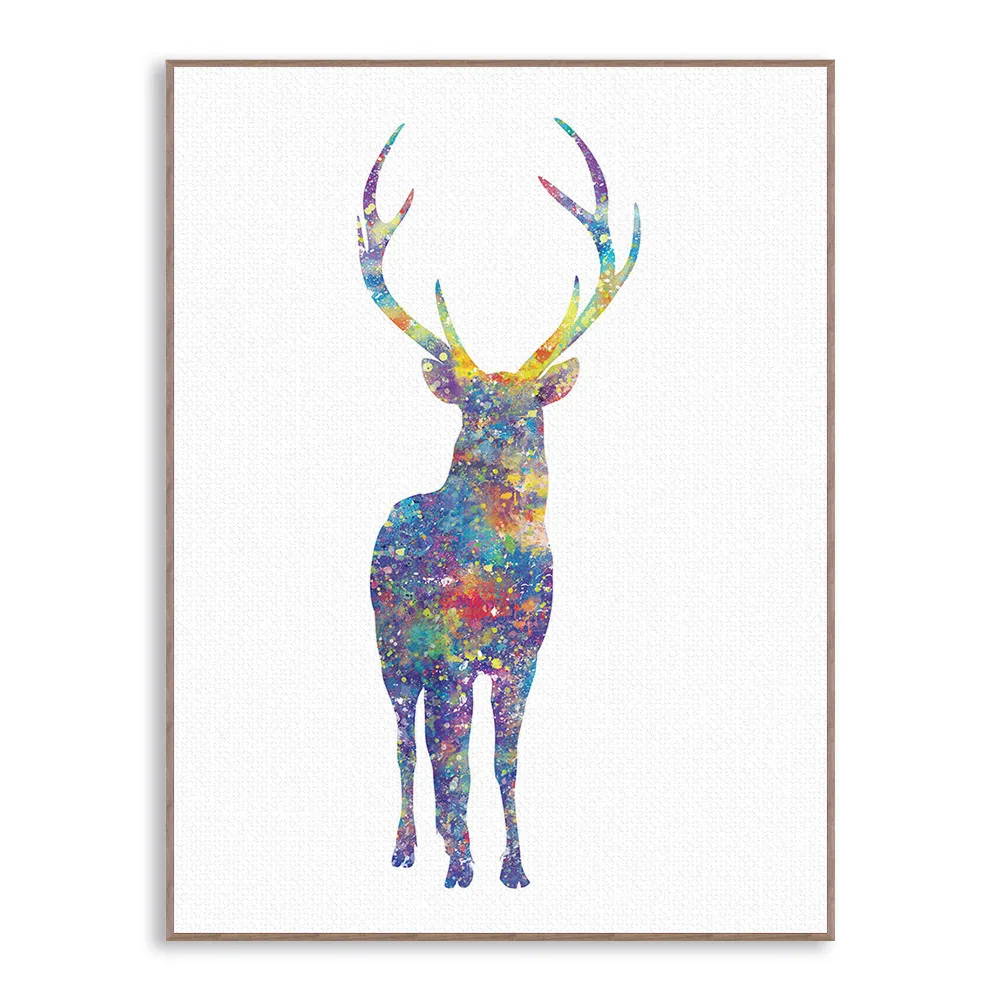 Nordic Modern Original Watercolor Black White Animals Deer Canvas Art Print Poster Wall Picture Home Decor Painting No Frame | Дом и сад