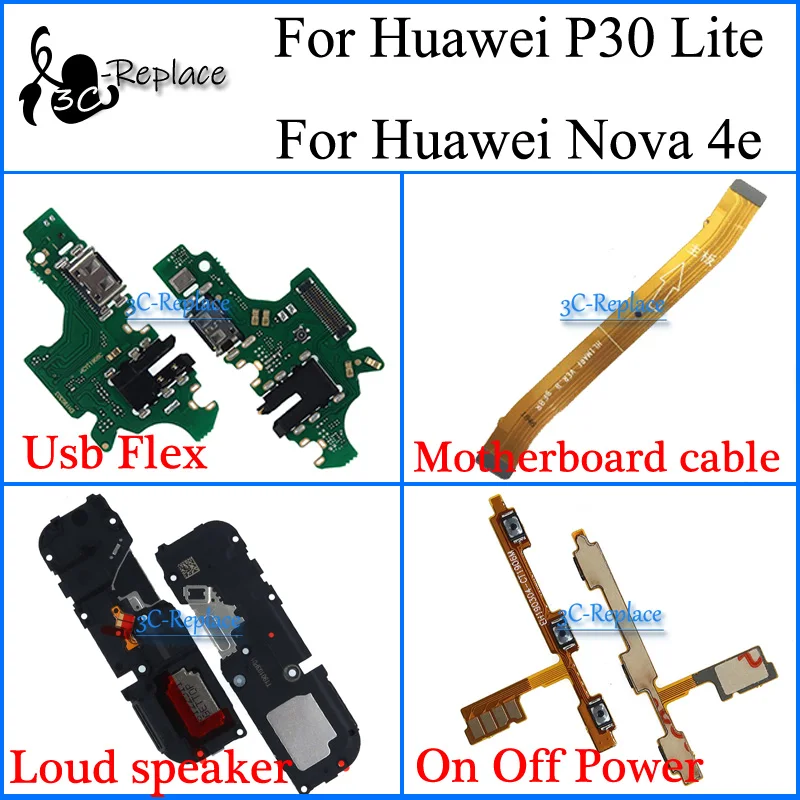 Гибкий Usb кабель для материнской платы Huawei P30 Lite/Huawei Nova 4E громкий динамик ВКЛ./ВЫКЛ.
