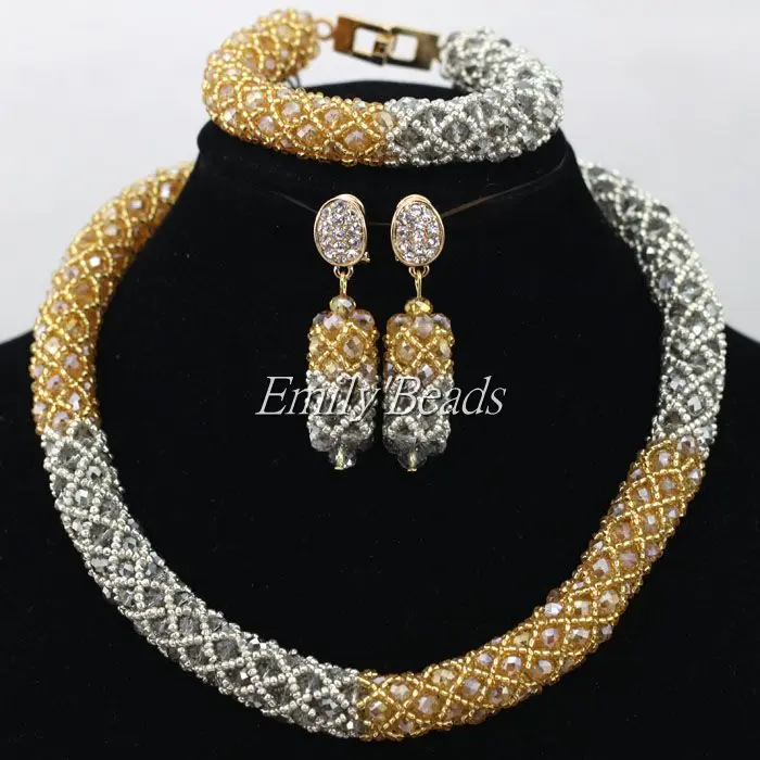 Свадебный комплект ювелирных изделий цвета серого шампанского лучший