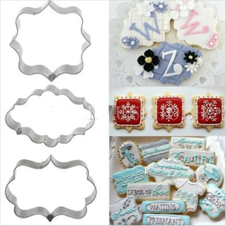 3 шт. прямоугольные формы для печенья из нержавеющей стали|plaque cutters|cookie frame cutterplaque