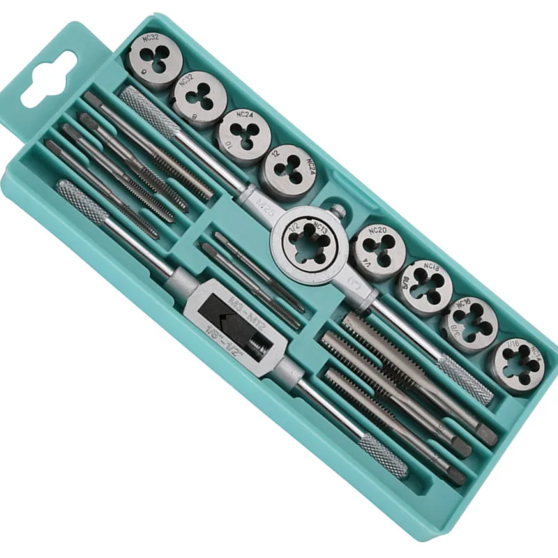 

EVANX 20pcs Inch Tap Dies Set 1/2''-6''NC Screw Thread Plugs Taps Carbon Steel Hand Screw Taps Hand Tools