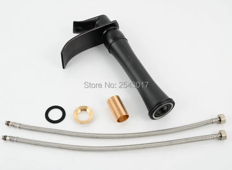 Смеситель водопад ZR375 Роскошный Высокий кран с черной отделкой для ванной