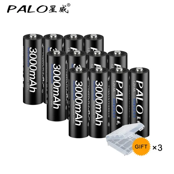 PALO PALO аккумулятор 3000mAh NiMH AA Аккумуляторы, высококачественные игрушки, камеры, фонари и батареи - Цвет: 12PCS