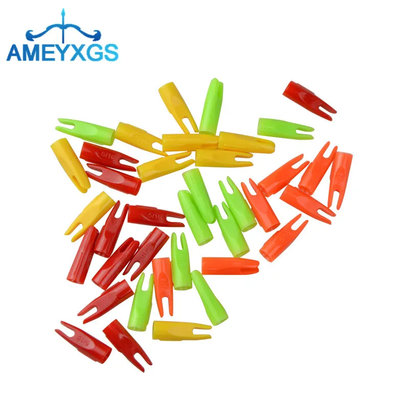 

100pcs 5/16" Archery Arrow Nocks Pin Plastic Tails Wood Bamboo Arrow Shaft Arrow DIY Tools Outdoor Hunting Shooting Accessories
