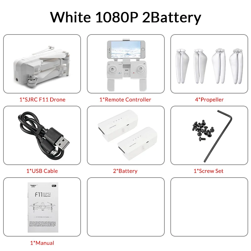 SJRC F11 gps Дрон с wifi FPV 1080P камера 25 минут время полета бесщеточный селфи складной рычаг RC Дрон Квадрокоптер следи за мной - Цвет: white with 2 battery