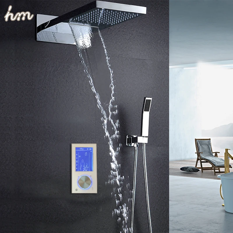 hm Цифровая насадка для душа 22 &quotTouch Waterfall Shower Controller Набор Массаж от дождя и