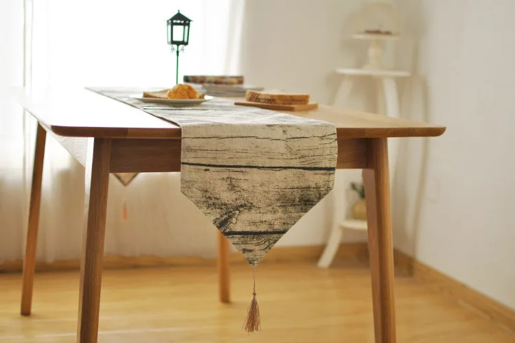 Хлопок винтажный Деревянный Настольная дорожка моделирование с узором