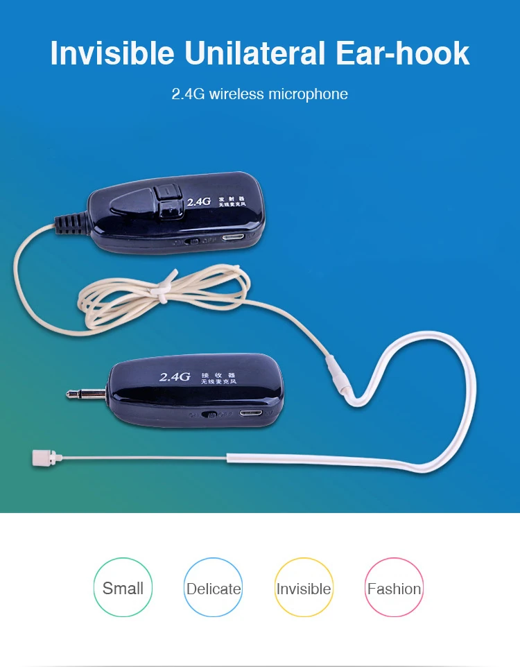 Ear Hook 2.4G Wireless Microphone Lavalier Lapel Skin Color Microphones Invisiable Headset MIC for Voice Amplifier Speaker