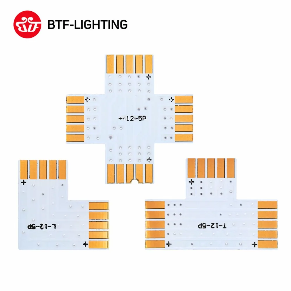 

10PCS~50PCS 5PIN 12mm width corner Connector T/L/X shape solderless connector For RGBWW RGBW 5050 led strip light