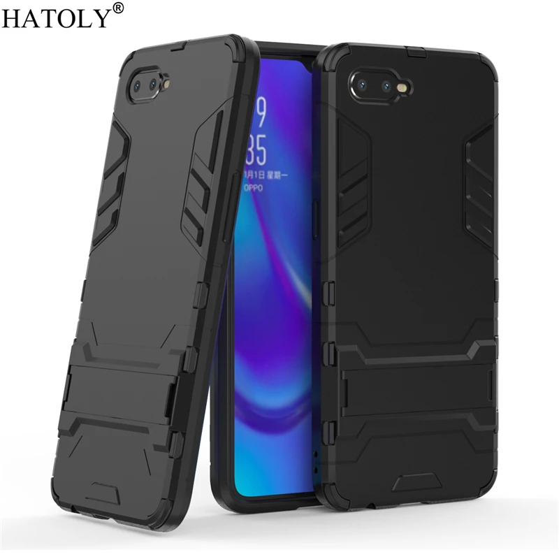 Чехол для OPPO K1 резиновый армированный чехол бампер с роботом жесткая задняя
