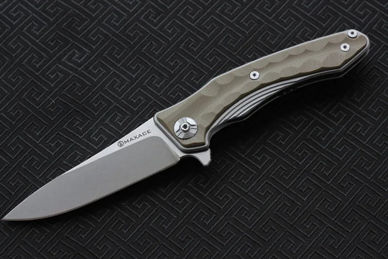 MAXACE Полуночный Кот Фанатик Складной нож 440C стальное лезвие G10 Ручка Открытый Отдых Охота Открытый фрукты Ножи EDC инструменты - Цвет: desert