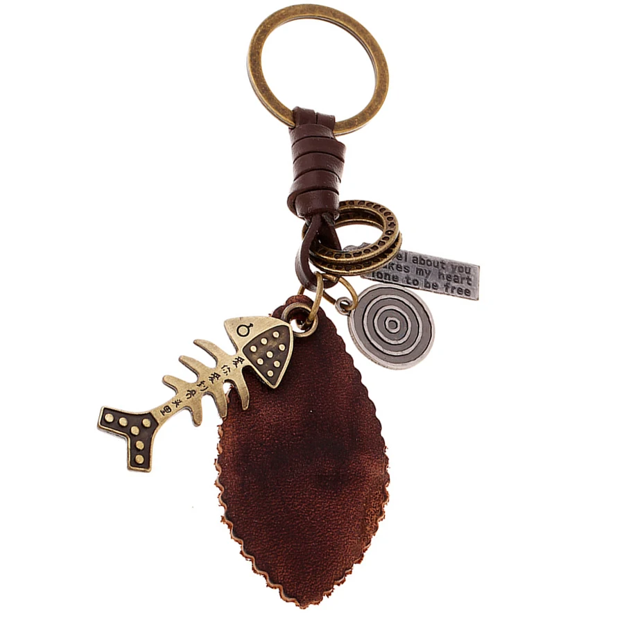 Брелок для ключей из натуральной кожи медного сплава в стиле панк | Украшения и